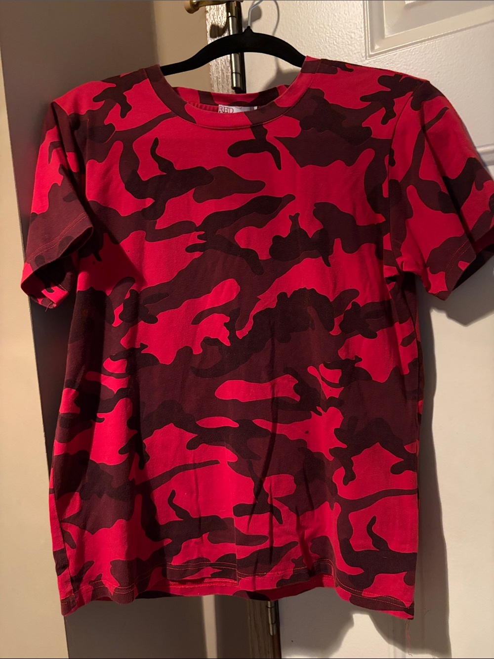 RED Valentino Kids Red and Dark Maroon Camouflage Tee